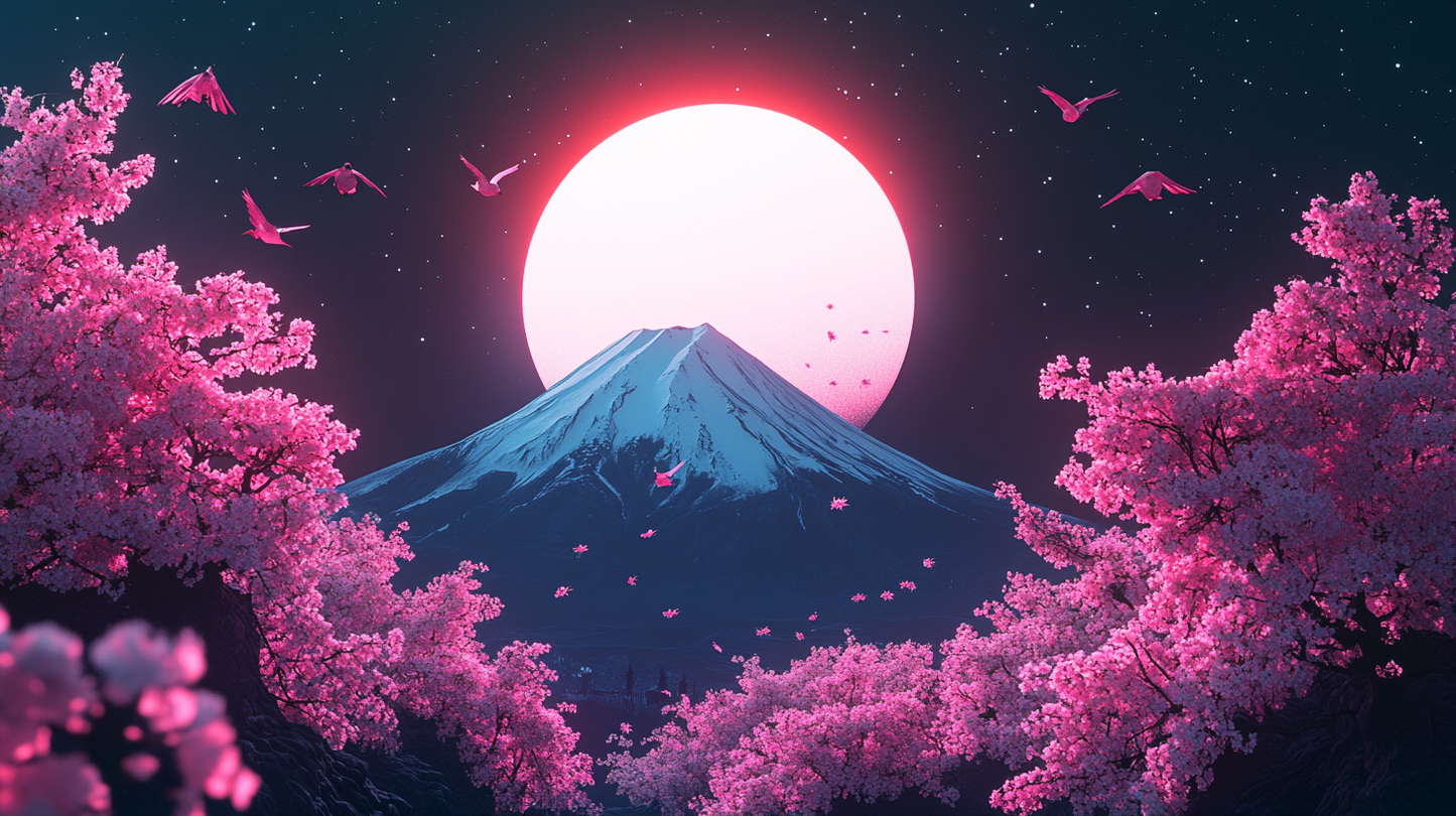 Sakura See Landschaft Wandtapete