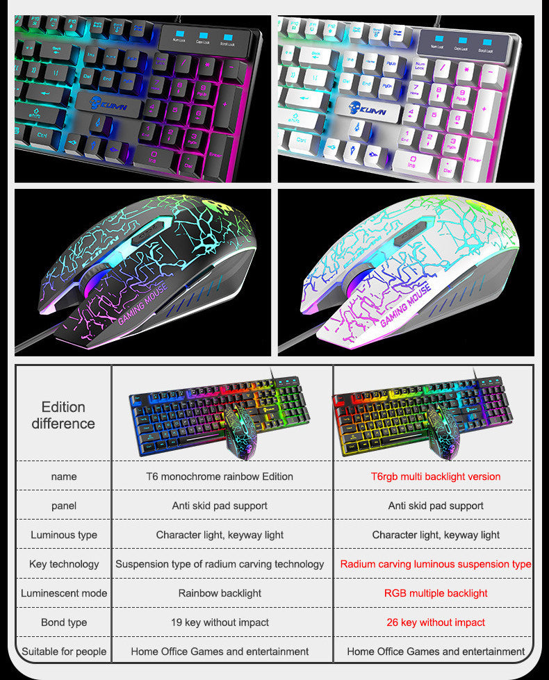 Kuiying T6 RGB Leucht Tastatur Und Maus Set