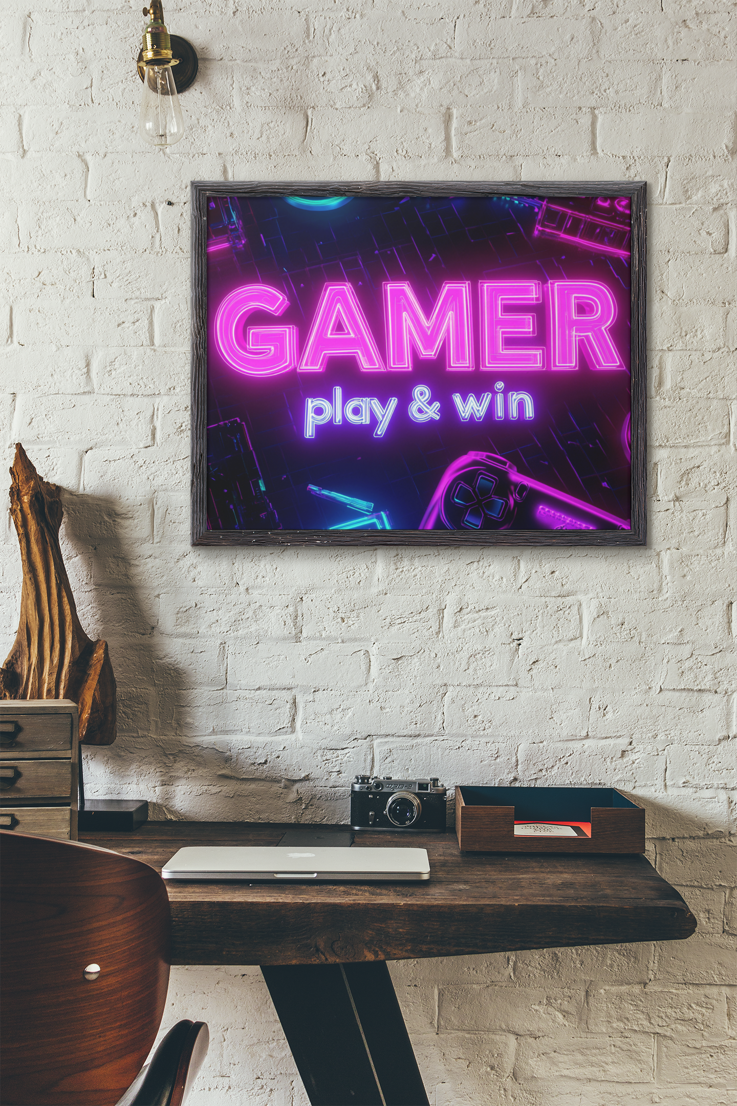 Gamer Neon Leuchtender Leinwand